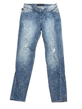 Vintage Rock & Republic Womens Splatter Paint Skinny Jeans Size 2M Preowned Blue